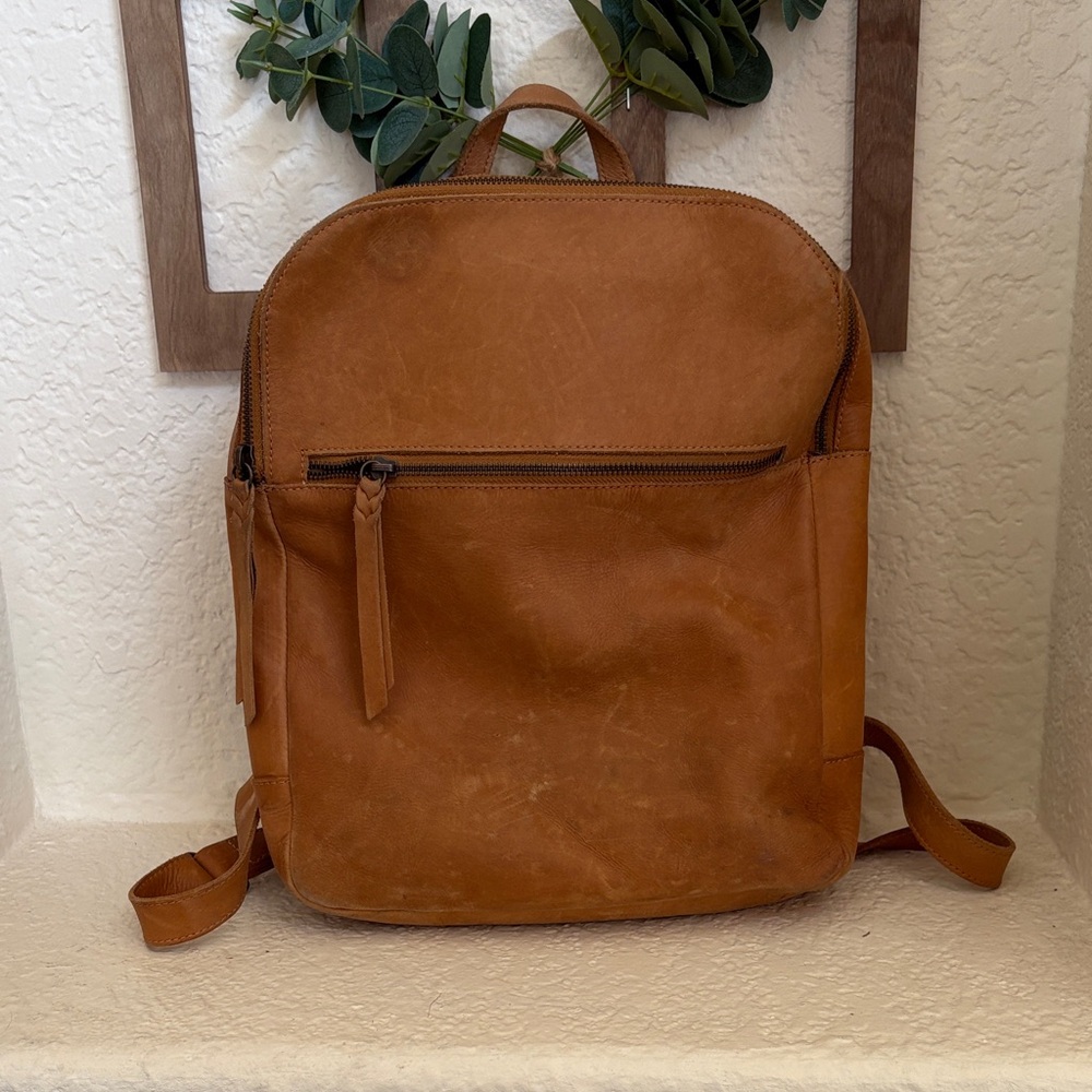 Able Brown Leather Backpack